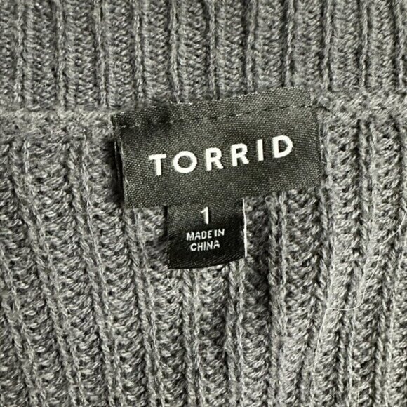 Torrid 1 Womens Plus 1X Animal Metallic Gold Print Gray Sweater - Picture 4 of 6